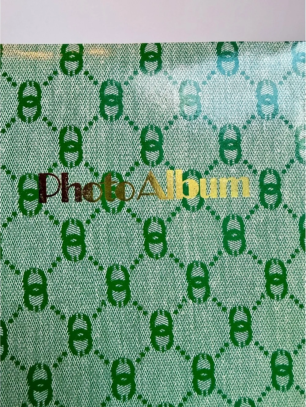 Vintage Green Geometric Dry Mount Photo Album Spiral Bound Retro Photo Book